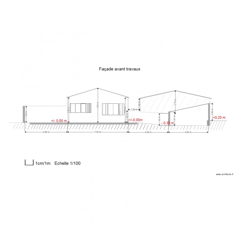 Façade avant travaux. Plan de 0 pièce et 0 m2