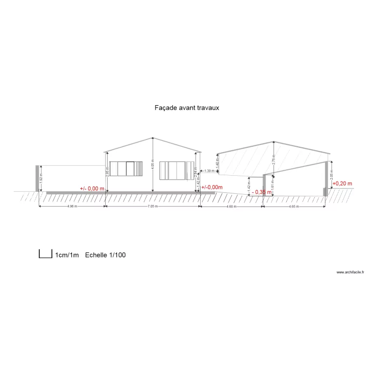 Façade avant travaux. Plan de Façade avant travaux. Plan de