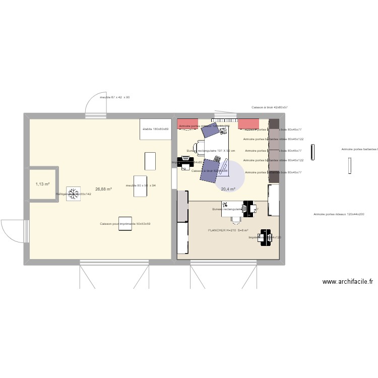 GARAGES 7. Plan de 3 pièces et 48 m2