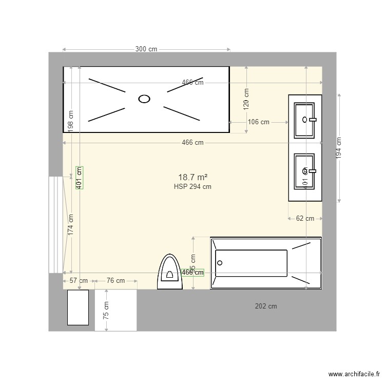 Salle de Bain Mélanie Version 3. Plan de 0 pièce et 0 m2