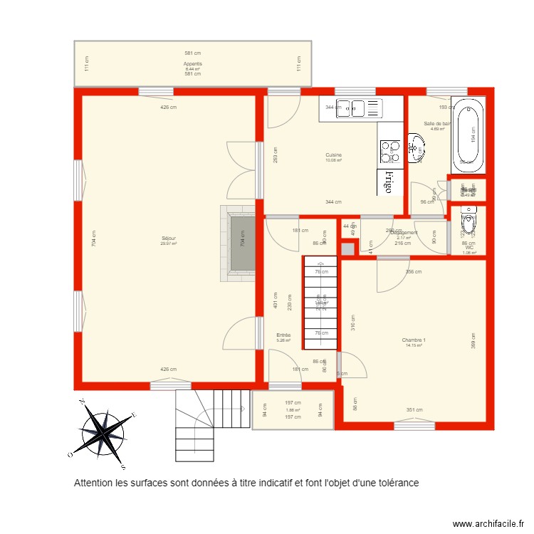 BI 2729 rdc  côté. Plan de 0 pièce et 0 m2