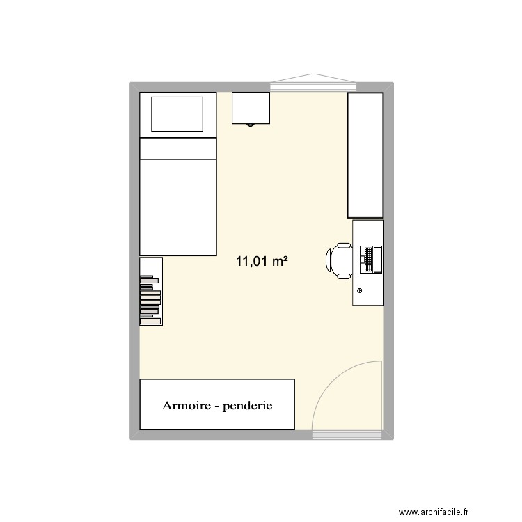Chambre Raphaël. Plan de 1 pièce et 11 m2