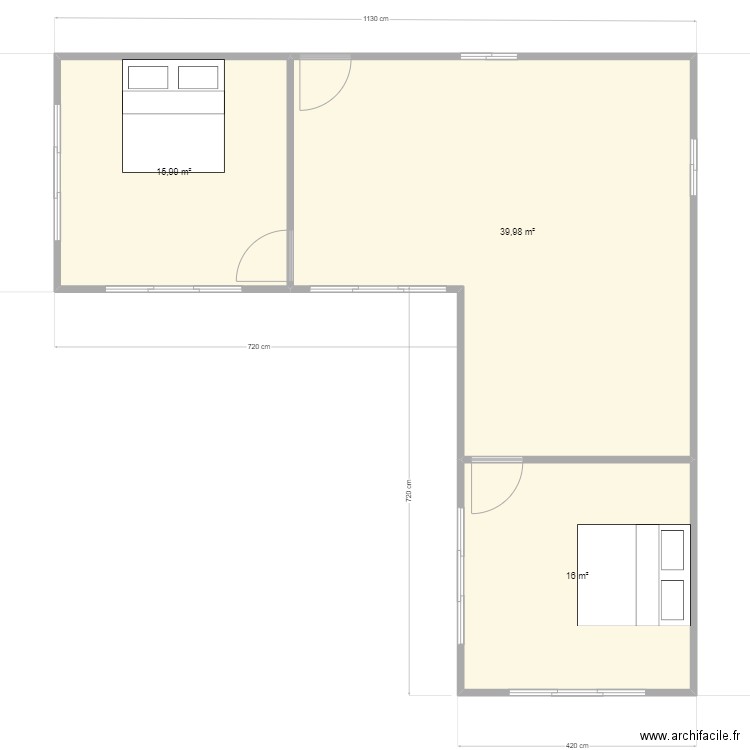 F3 Haumi. Plan de 3 pièces et 72 m2