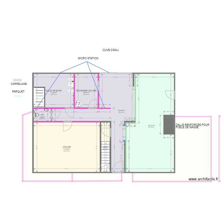 michaud facade. Plan de 20 pièces et 383 m2