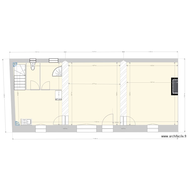 PJ 10. Plan de 1 pièce et 77 m2