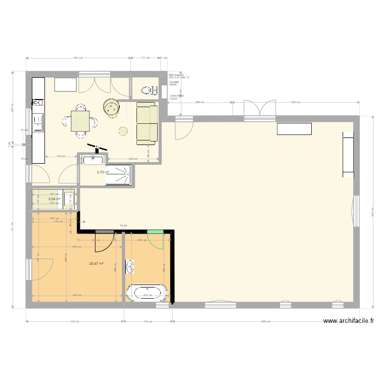                    Yvrac RDC PROJET 04BIS 01 2023. Plan de 5 pièces et 123 m2