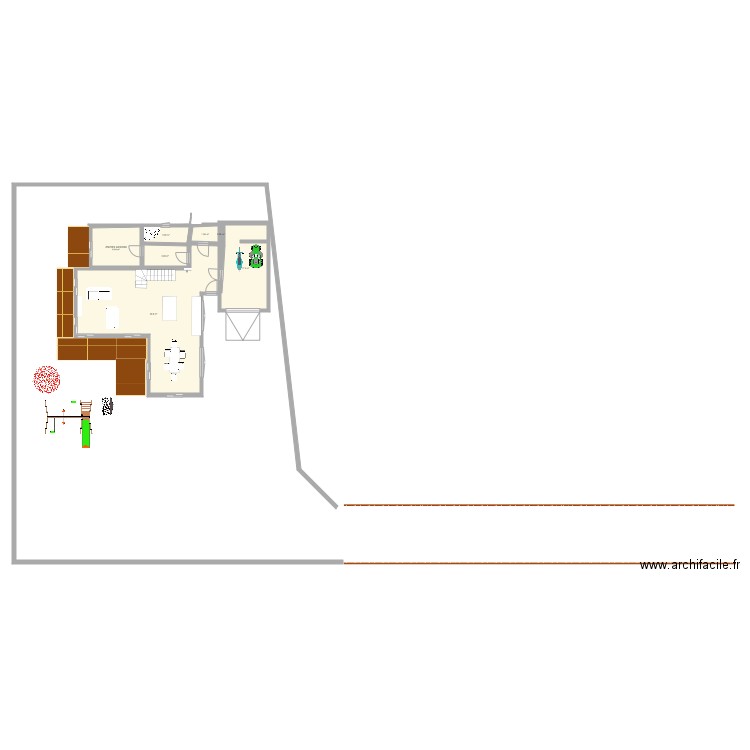plan maison n 2 avec jardin et garage au nord. Plan de 0 pièce et 0 m2