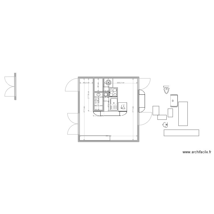 cuisiNE. Plan de 4 pièces et 15 m2