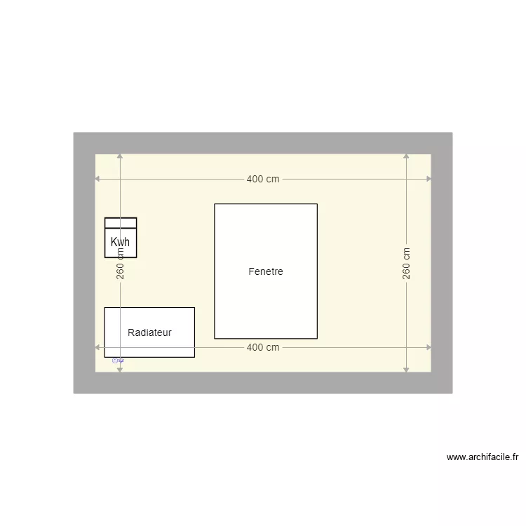 Vue plane salon cour. Plan de 