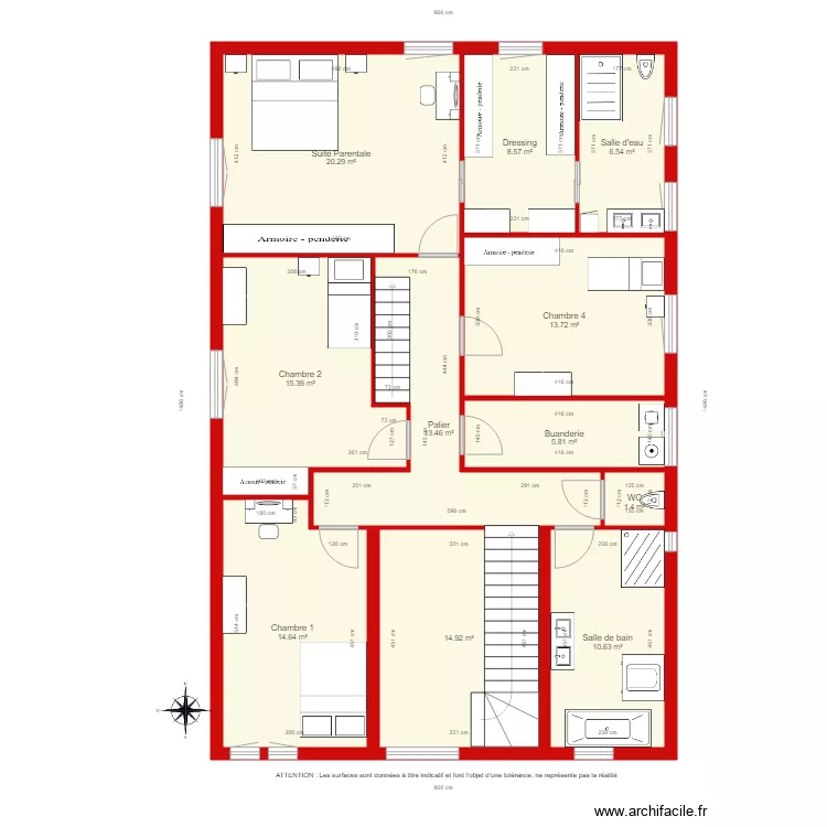 BI 2254 1er &eacute;tage cot&eacute;. Plan de 