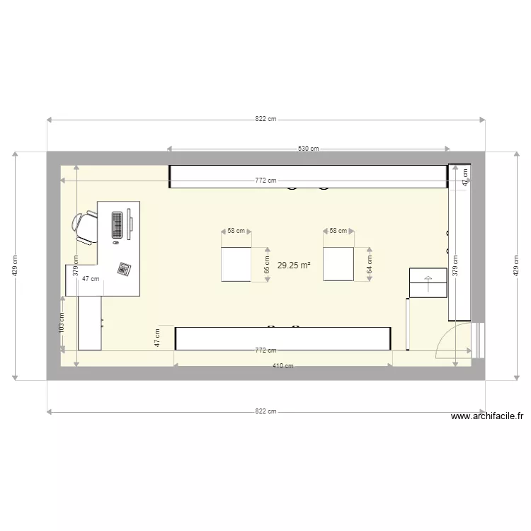 Magasin avant travaux. Plan de 