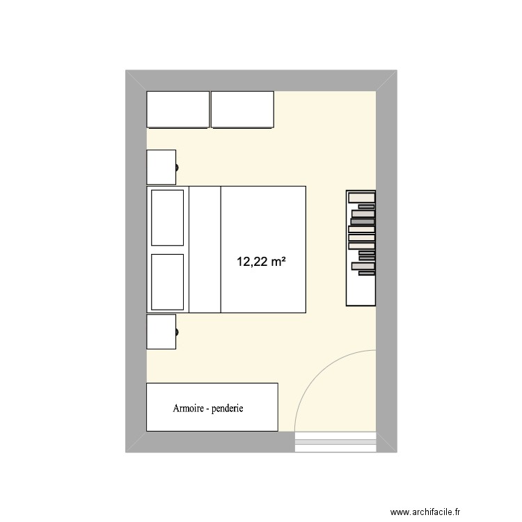 Chambre principale. Plan de 1 pièce et 12 m2