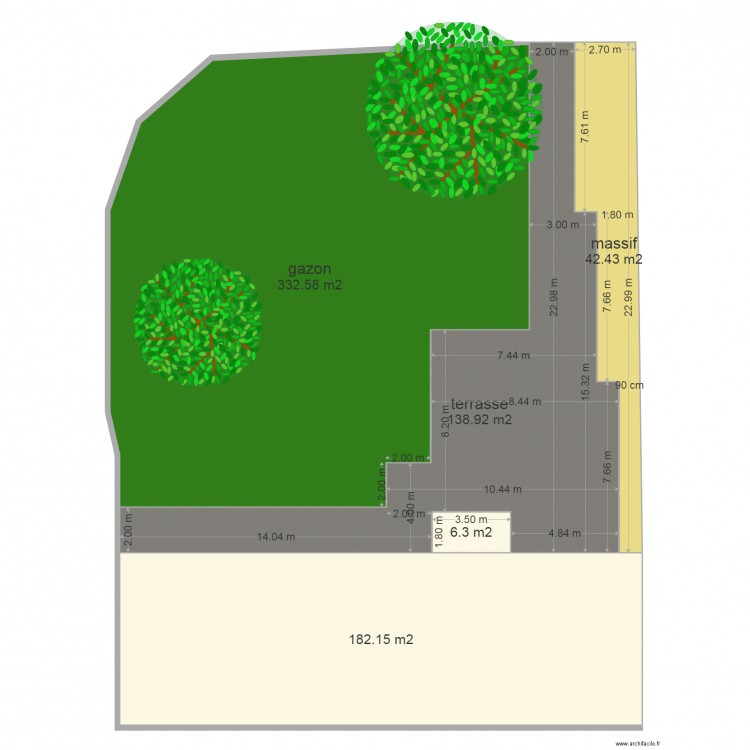 lescieux terrasse composite V1 avec mesure. Plan de 0 pièce et 0 m2