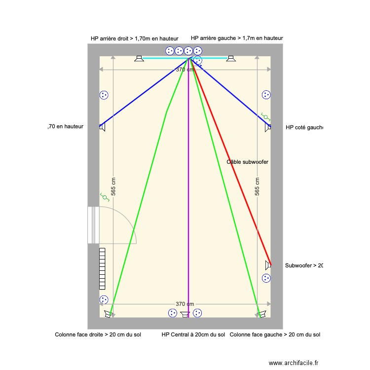 Câblage Home cinéma. Plan de 0 pièce et 0 m2