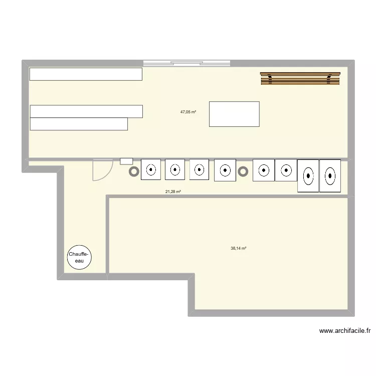 laverie. Plan de 3  et 106 m²