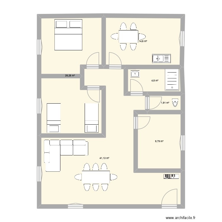 maison. Plan de 6 pièces et 99 m2
