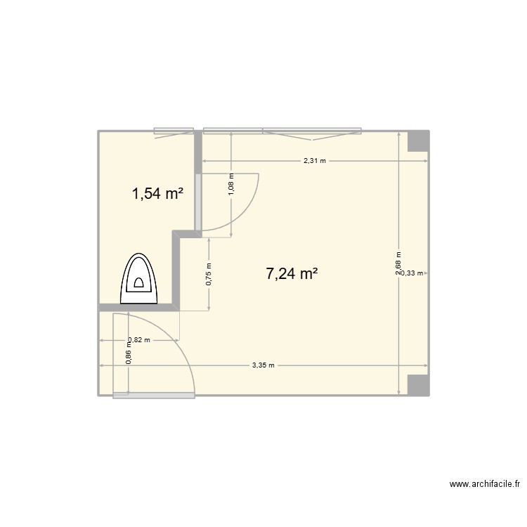 1.01.2026. Plan de 2 pièces et 9 m2