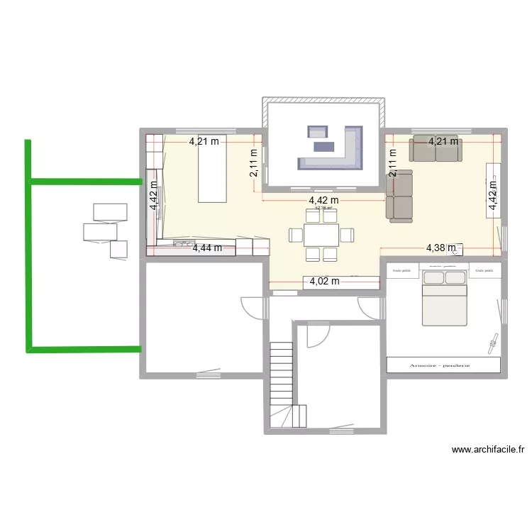 courbe. Plan de 1  et 52 m²