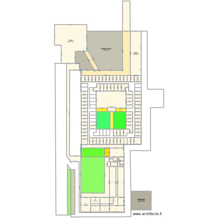 SURFACE AU SOL. Plan de 92 pièces et 10209 m2