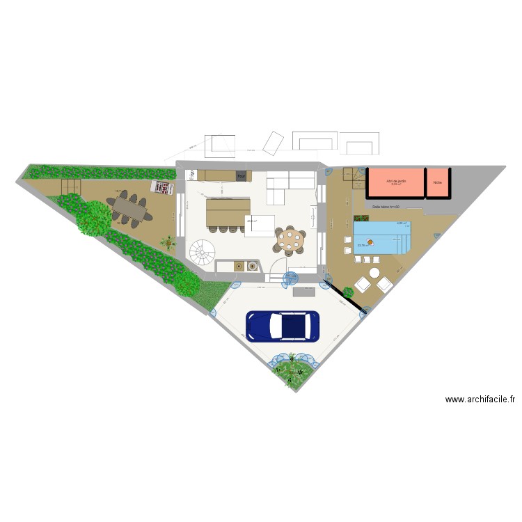 GUERINIERE chauffage sol. Plan de 19 pièces et 186 m2