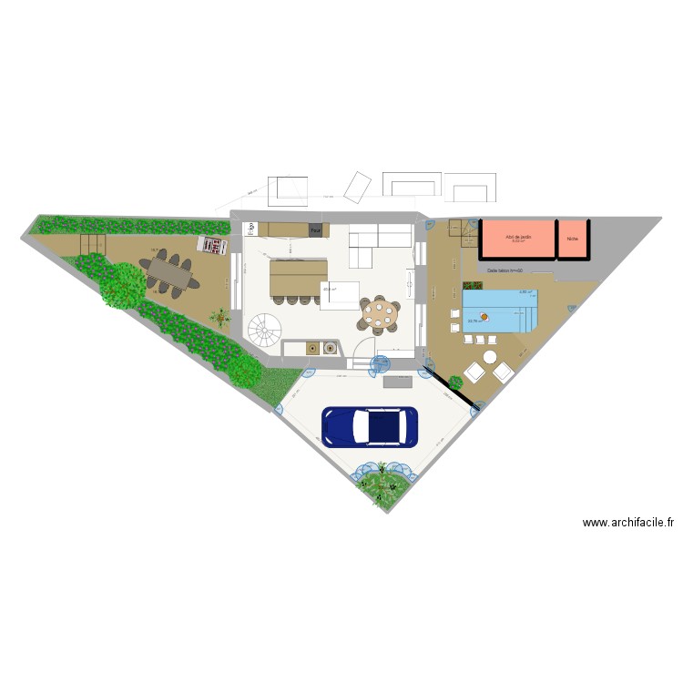 GUERINIERE chauffage sol. Plan de 20 pièces et 186 m2