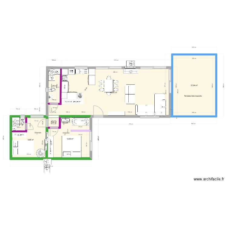 DEVOIS LOT B MESURES OK. Plan de 7 pièces et 94 m2