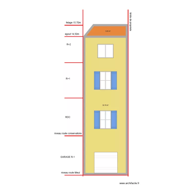 facade bouleverad des tieulles. Plan de 