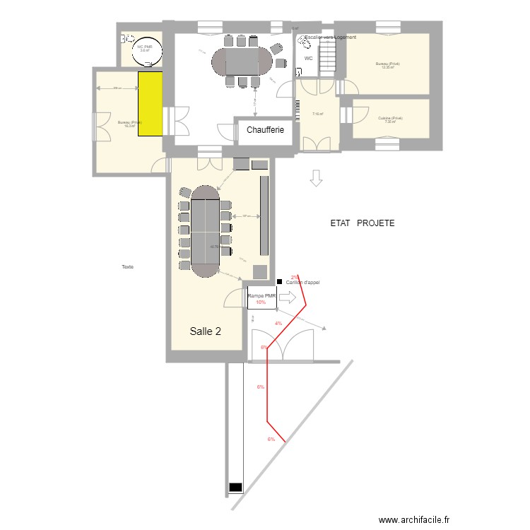 Presbytère de Perthes Rdec Etat Projeté12. Plan de 0 pièce et 0 m2