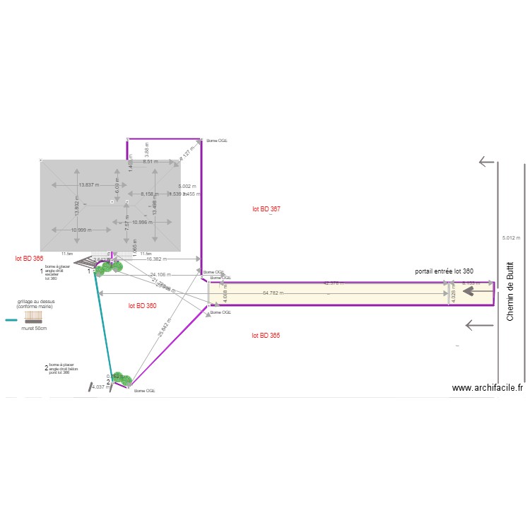 plan lots 360 et 366 séparation combles et bornage terrain 8 Mars 2019 à valider . Plan de 0 pièce et 0 m2