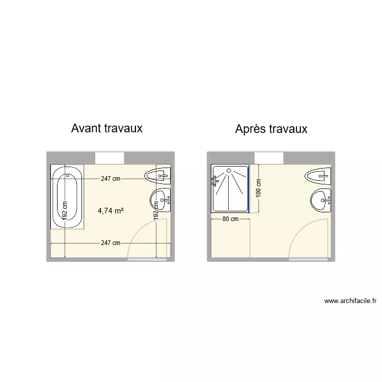 Sdb CHARBONNIER. Plan de 