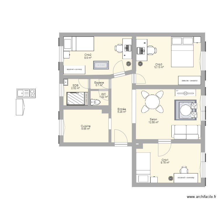 Appartement cachan 2. Plan de 0 pièce et 0 m2