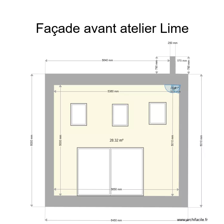 atelier Lime fa&ccedil;ace avant sur jardin. Plan de 
