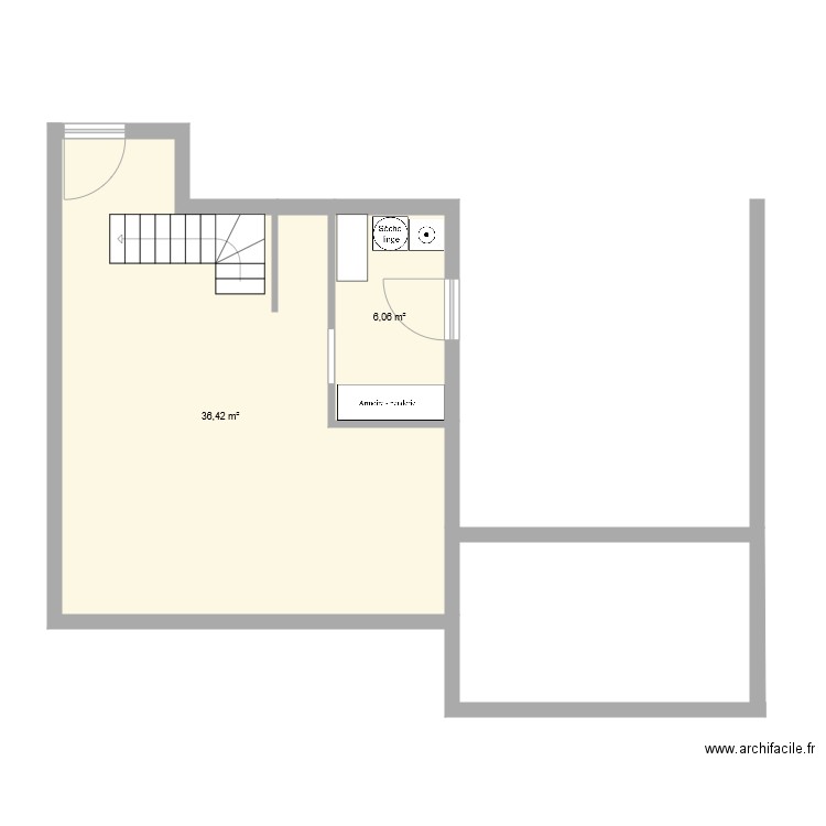 essai. Plan de 2 pièces et 42 m2