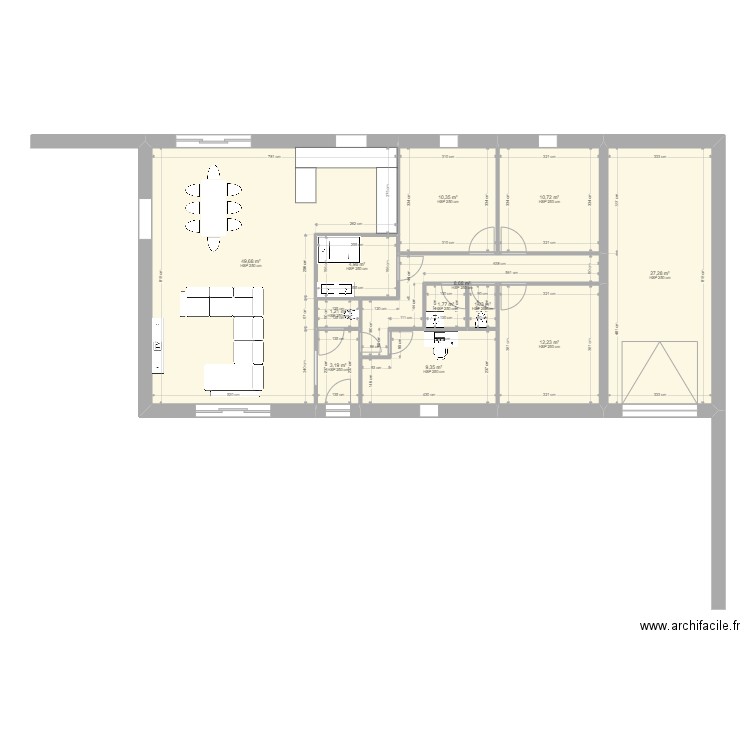 plan 1. Plan de 12 pièces et 141 m2