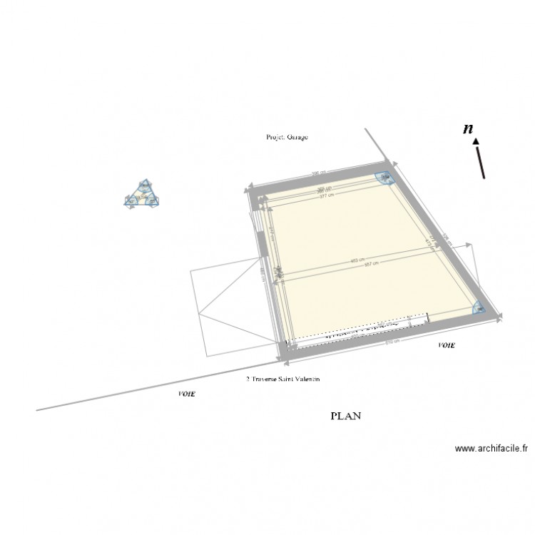 2 Plan de coupe vue de dessus cotation GARAGE EN BORDURE. Plan de 0 pièce et 0 m2