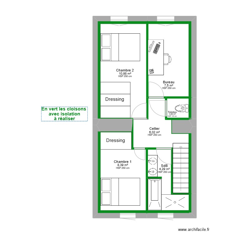 Etage - Projet 1 pour Plaquiste. Plan de 0 pièce et 0 m2