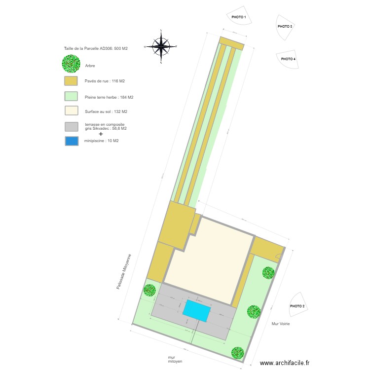 piscine avec cotation terrasse. Plan de 0 pièce et 0 m2