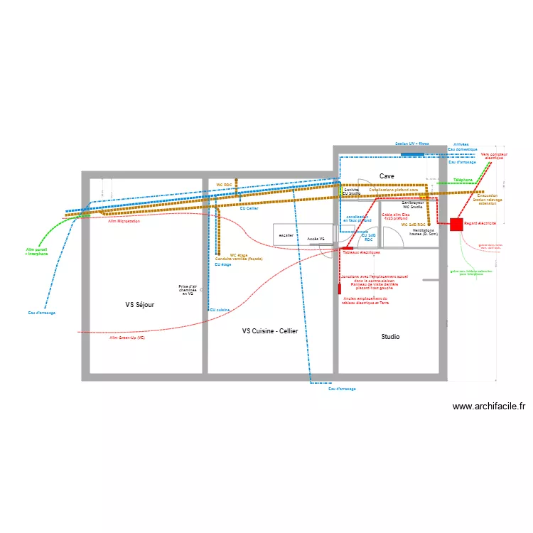 maison actuelle RDC. Plan de 