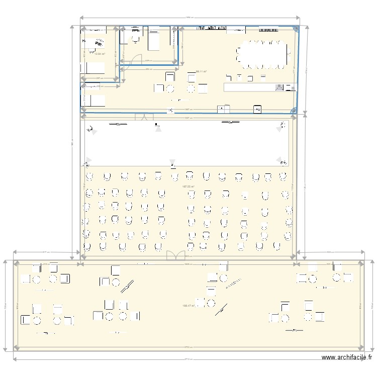 loge plus scene plus hall. Plan de 0 pièce et 0 m2