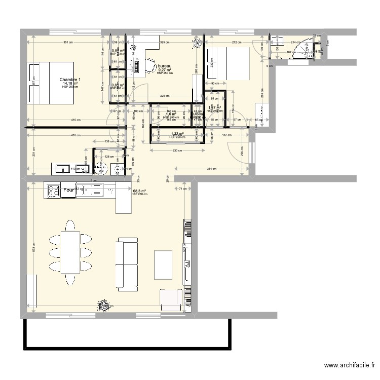 lolo&patrick projet 1. Plan de 9 pièces et 98 m2