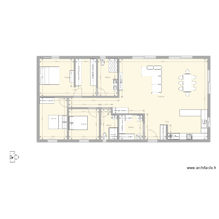 pedinielli 4.è. Plan de 7 pièces et 132 m2