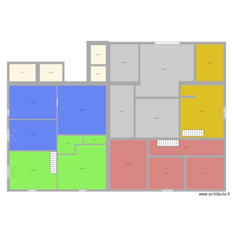 Projection Plan maison Toulenne. Plan de 46 pièces et 780 m2