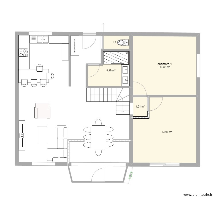 maison jacques 3. Plan de 5 pièces et 34 m2