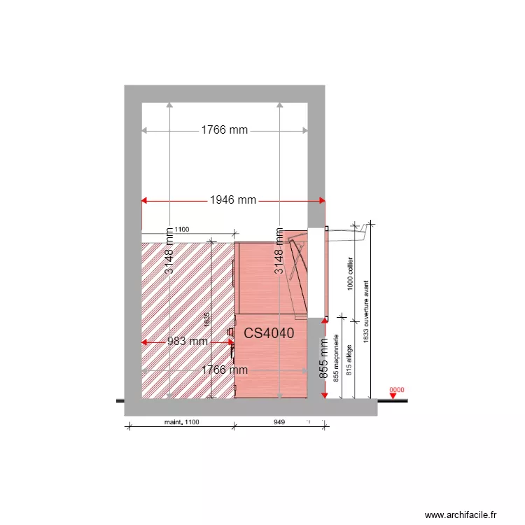 COUPE PROJET MARSEILLE ESPACE PRO PETIT LOCAL CS4040. Plan de 