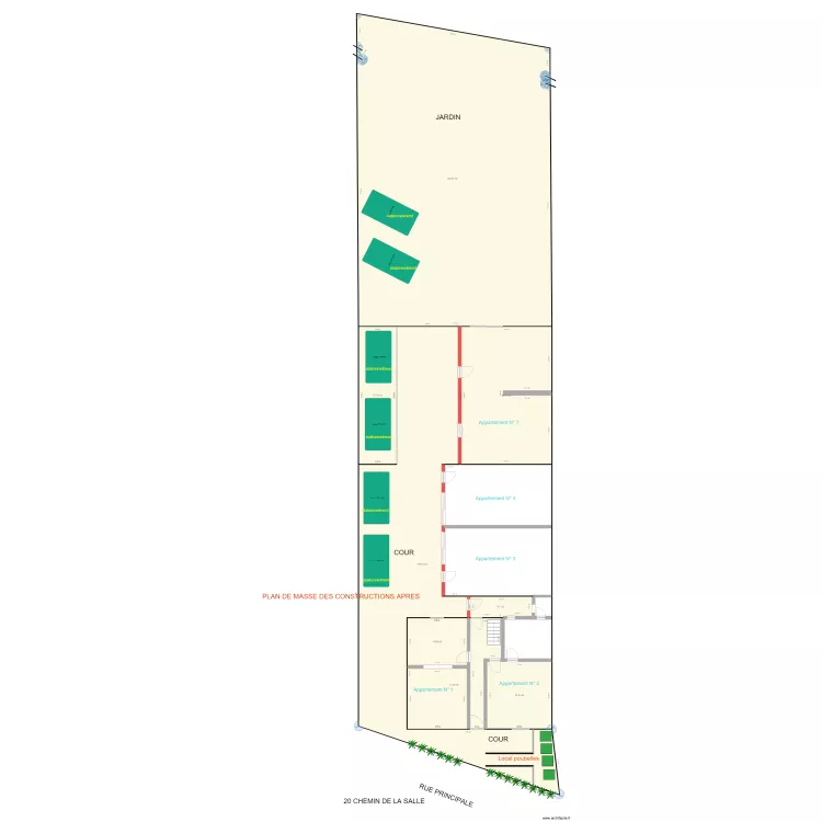 plan de masse GLOBAL apr&egrave;s de la propri&eacute;t&eacute; 20 chemin de la salle echelle 1  203. Plan de 