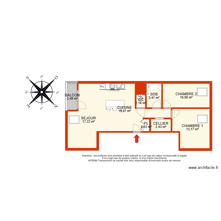 BI 11468. Plan de 11 pièces et 73 m2