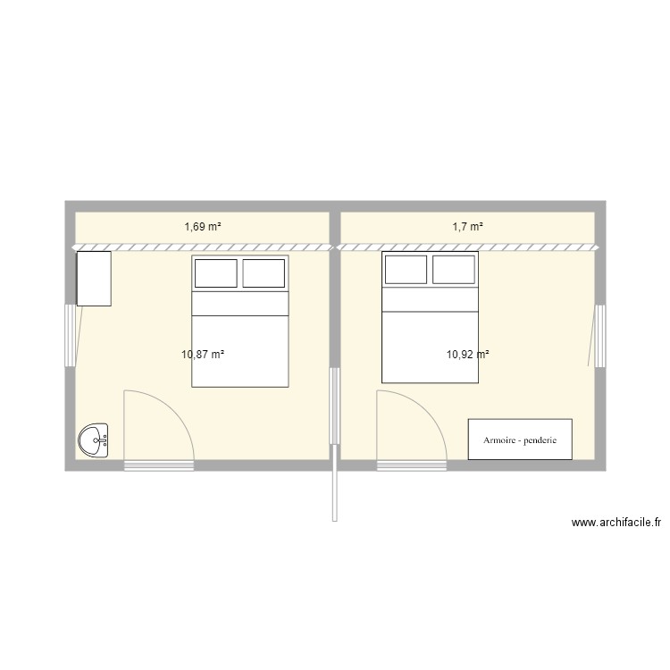 St Gué. Plan de 4 pièces et 25 m2