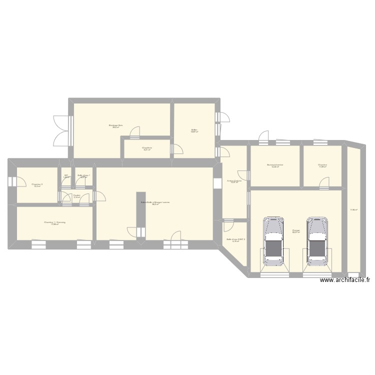 Maison. Plan de 15 pièces et 252 m2