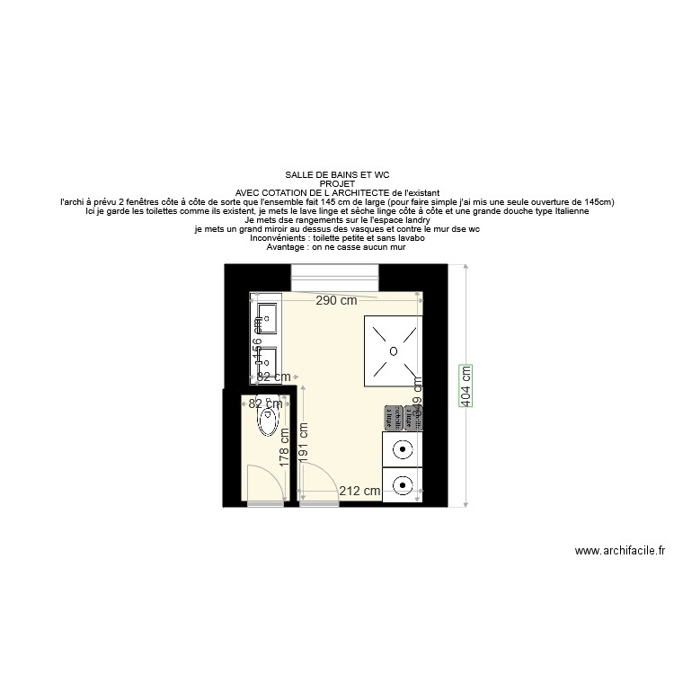 salle de bains et WC Bilitis projet 1. Plan de 0 pièce et 0 m2