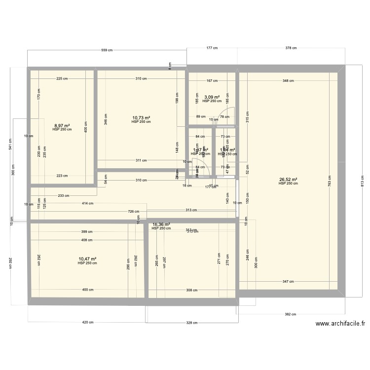 plan de la maison . Plan de 8 pièces et 81 m2